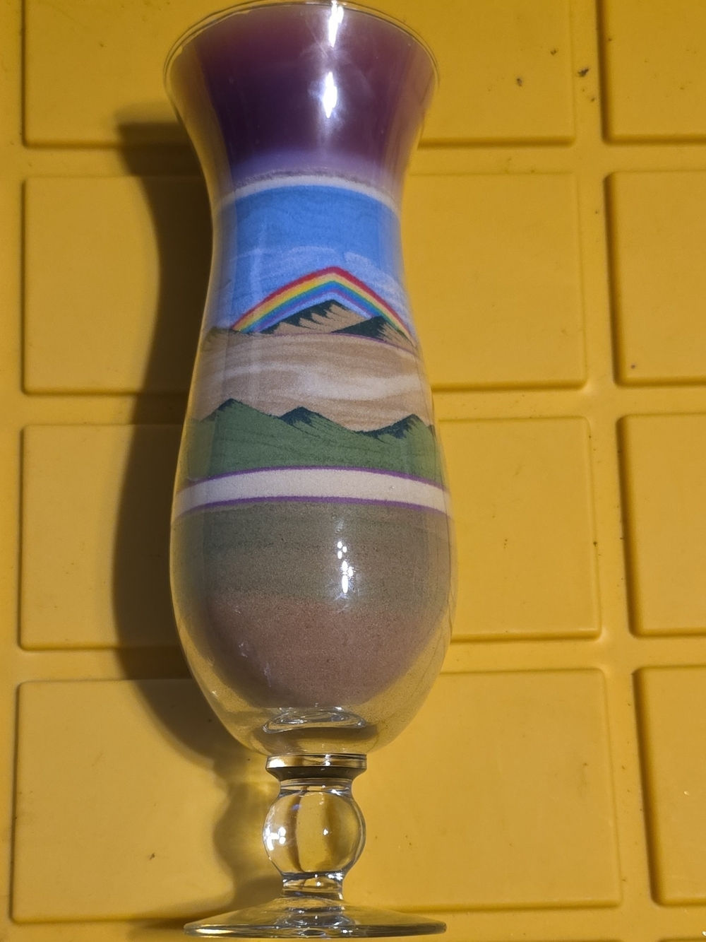 Handcrafted Layered Sand Art Vase - Purple, Blue, Green